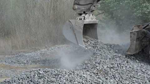 Tractor excavator on construction site Stock Footage 308594738