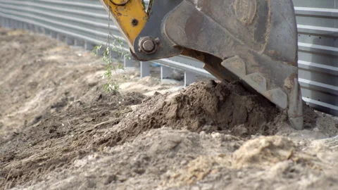 Tractor excavator on construction site Stock Footage 308594933