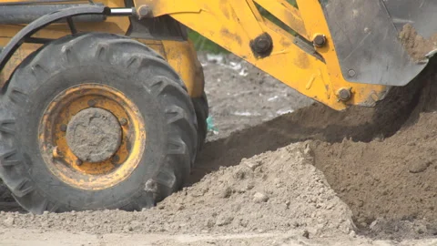 Tractor excavator on construction site Stock Footage 308594951