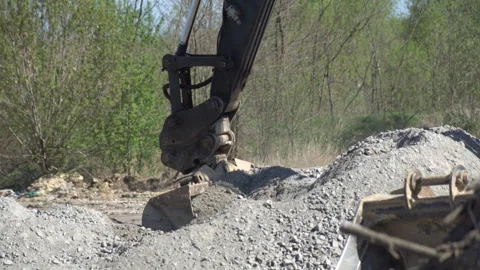 Tractor excavator on construction site Stock Footage 308595245