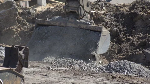 Tractor excavator on construction site Stock Footage 308595362