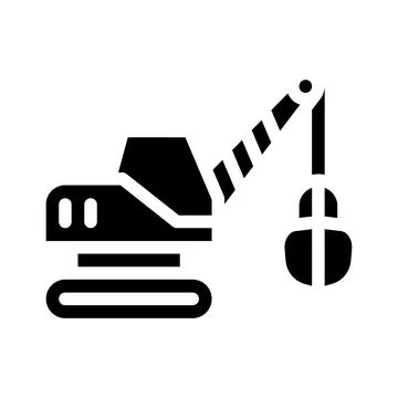 Tractor excavator glyph icon vector isolated illustration Illustrazione stock