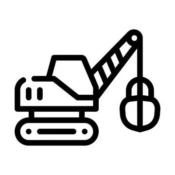 Tractor excavator line icon vector isolated illustration Illustrazione stock
