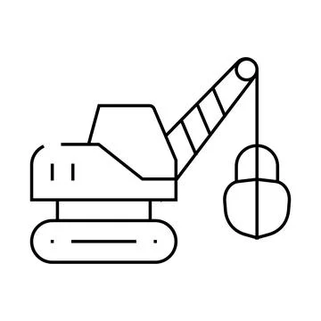 Tractor excavator line icon vector isolated illustration Stock Illustration
