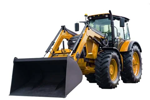 Tractor excavator on white background isolate. Agricultural machinery for Stock Photos