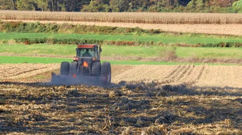 Tractor on Farm Field Stock Footage 36134559