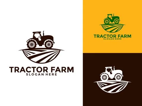 Tractor Farm Logo Vector, Tractor Machine Logo design template Stock Illustration
