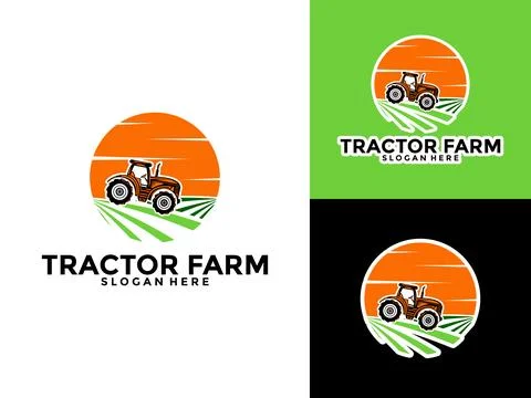 Tractor Farm Logo Vector, Tractor Machine Logo design template Illustrazione stock