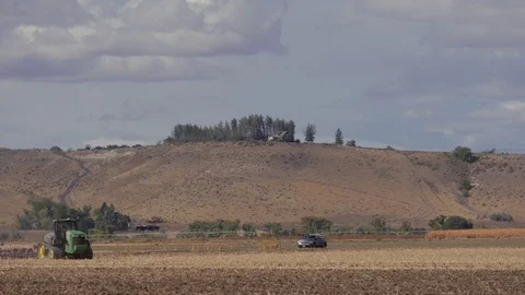 Tractor On A Farm Wide Video stock 96049285