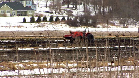 Tractor on the Farm in Winter Stock Footage 27510944