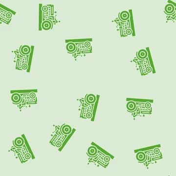 Tractor farmer glyph seamless pattern Stock Illustration