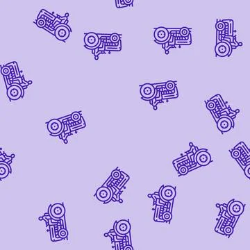 Tractor farmer line seamless pattern Illustrazione stock