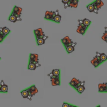 Tractor farmer vector seamless pattern Stock Illustration