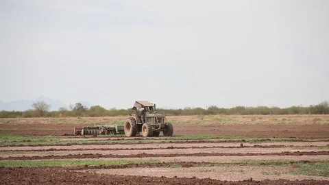 Tractor on a field 2 Stock Footage 82590035