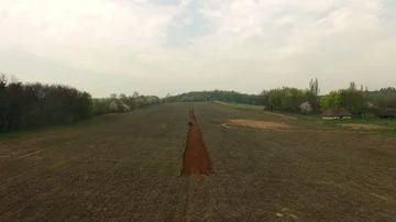 Tractor on the field aerial view Stock Footage 85486011