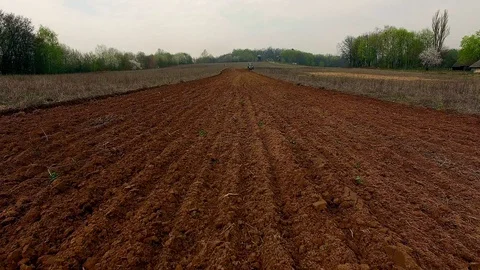 Tractor on the field aerial view 스톡 동영상 89045477