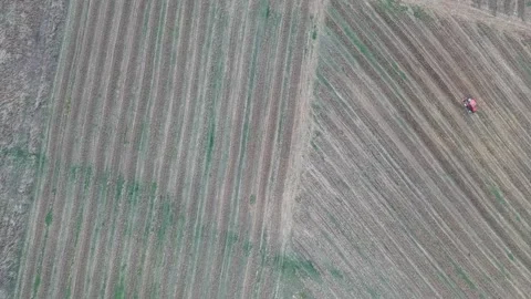 Tractor in a field drone view Video stock 145022830