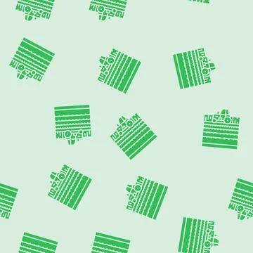 Tractor field glyph seamless pattern Stock Illustration