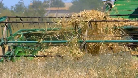 Tractor In Field Harvests Video stock 93735610
