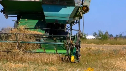 Tractor In Field Harvests Stock Footage 93735612