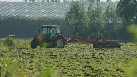 Tractor in field netherlands Stock Footage 125869798