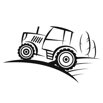 Tractor in the field silhouette Stock Illustration