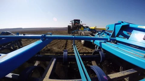 Tractor in the field sow Stock Footage 88883920