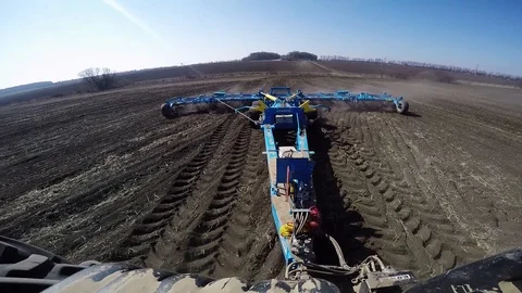Tractor in the field sow Stock Footage 88883925