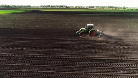 Tractor in the field, sowing corn Video stock 93305009