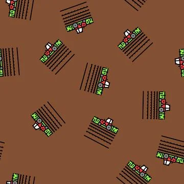 Tractor field vector seamless pattern Stock Illustration