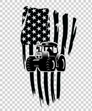 Tractor Flag Over Distressed Silhouette farming stars Ilustração Stock