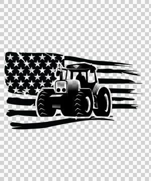 Tractor Flag Silhouette Over Distressed American Ilustração Stock