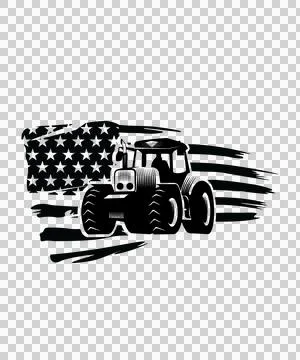 Tractor Flag Silhouette Over Distressed black white vehicle Illustrazione stock