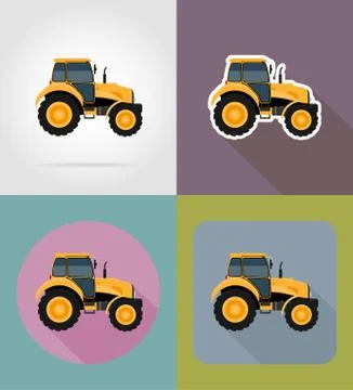 Tractor flat icons illustration Stock Illustration