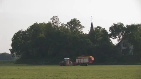Tractor in Friesland at work Stock Footage 25639508