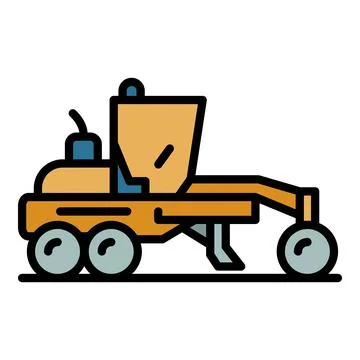 Tractor grader machine icon color outline vector Stock Illustration