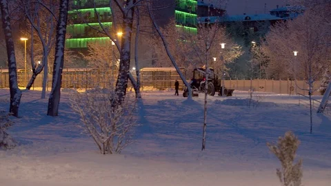 Tractor grader working in the park Stock Footage 123105909