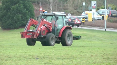 Tractor grass mower on field HD Stock Footage 36306871