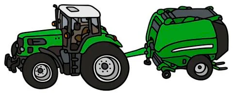 Tractor with a hay binder Stock Illustration