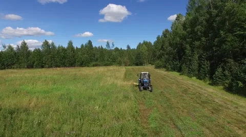 Tractor hay field aero Stock Footage 53278568