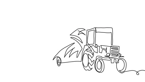 Tractor with hay stack, haycock, straw, thatch, animated illustration. One Stock Footage 300188836