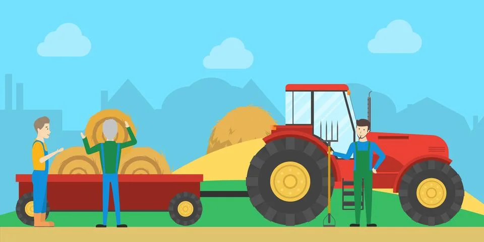 Tractor with haystack. Stock Illustration