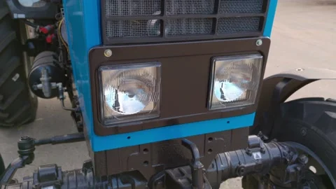 Tractor Headlights Closeup Slow Motion Stock Footage 166191033