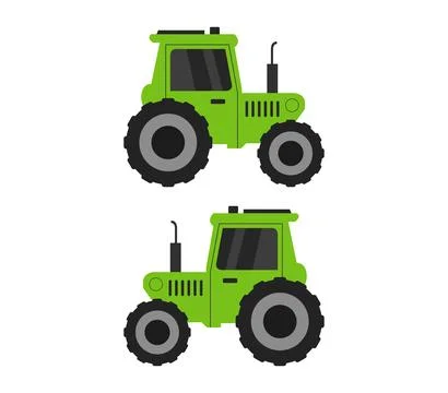 Tractor icon with a cart illustrated in vector on white background Stock Illustration