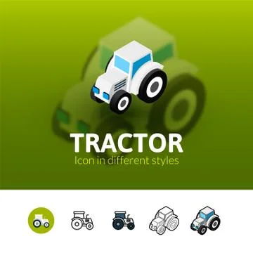 Tractor icon in different style Stock Illustration
