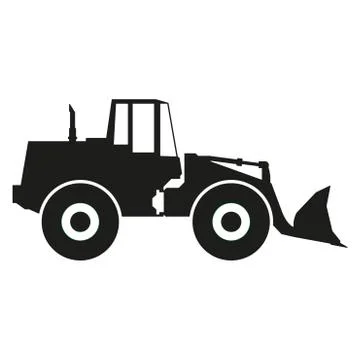 Tractor icon isolated on white background. Tractor grader silhouette. Vector  Stock Illustration