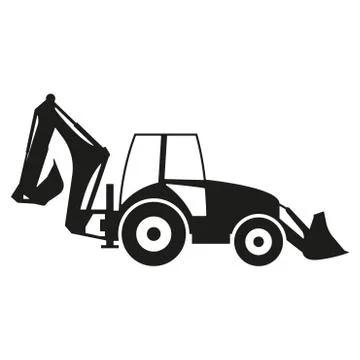 Tractor icon isolated on white background. Tractor grader silhouette. Vector  Stock Illustration