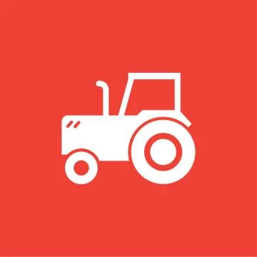 Tractor Icon On Red Background. Red Flat Style Vector Illustration Stock Illustration
