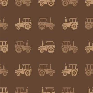 Tractor Icon Seamless Pattern for Farm Illustrazione stock