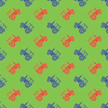 Tractor Icon Seamless Pattern Stock Illustration